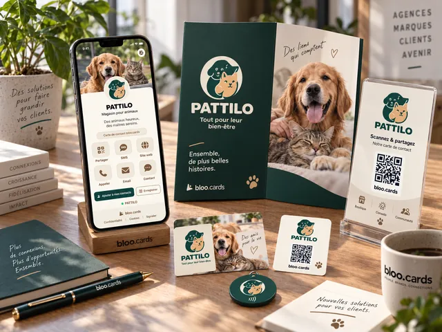 Kit illustratif de supports bloo.Cards pour l'enseigne fictive PATTILO.