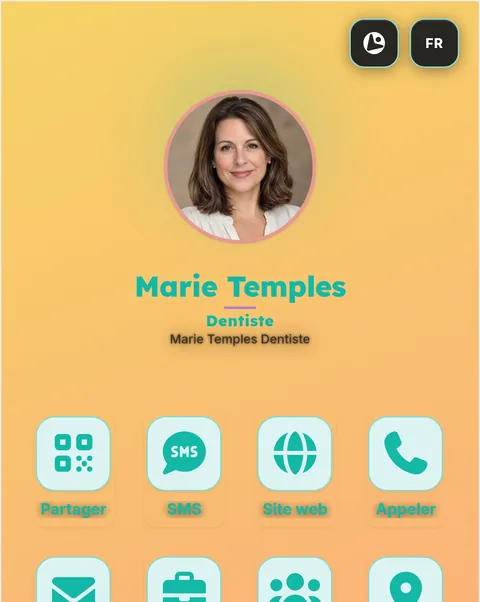 bloo.Cards-Demokarte von Marie Temples, Zahnärztin, Layout Linear